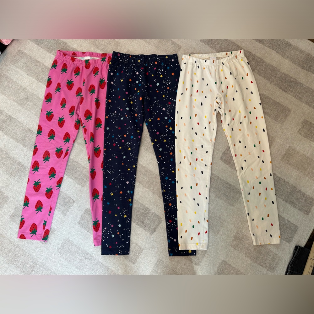 Hanna Andersson Bundle- Three Pairs of Leggings Strawberry, Stars, Dots Sz 12
